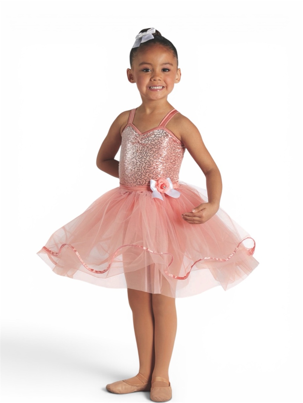 Weissman Princess Perfect Sequin Tulle Tutu Dance Dress w/ Bow Size SC 16340